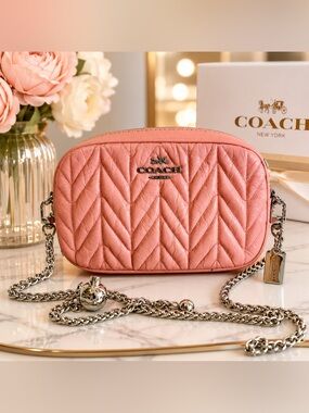Coach Quilted Leather Belt| Crossbody Rose Bag|Fashion Chain Strap & Hang Tag
